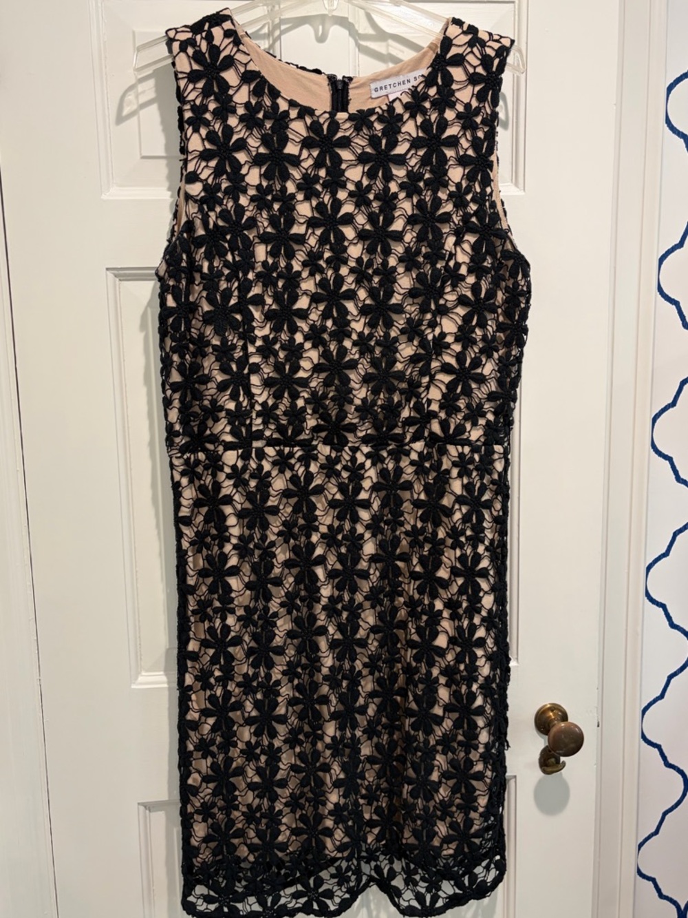 Gretchen Scott Designs Black Floral Lace Overlay with Nude Lining